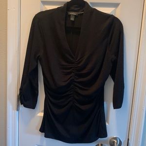 Black 3/4 sleeve ruched top